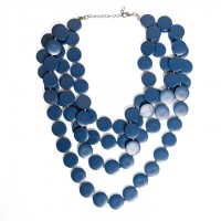 Bohemian Necklace with Wooden Beads (Blue)
