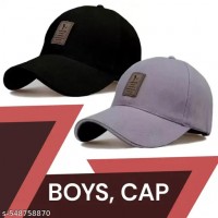 Pack of 2 black grey adjustable cotton summer baseball sports cap combo for men women