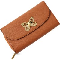  Women's Faux Leather Brown Butterfly Large Profile Wallet Purse At Nykaa
