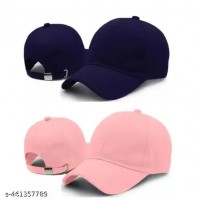 Plain Cotton Caps For Men In Blue & Pink